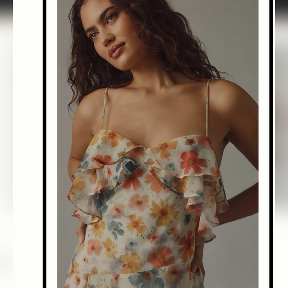 Anthropologie High Low Floral Ruffle Dress - Picture 6 of 9
